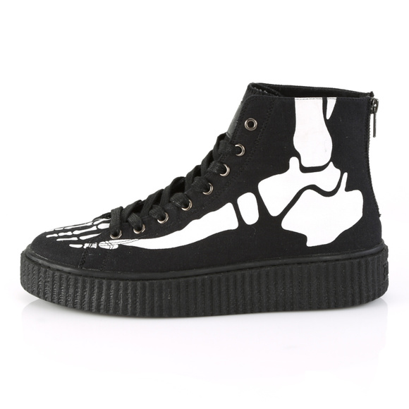 Mens Gothic Skeleton Platform High Top Creeper Sneakers